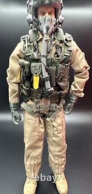 1/6 Navy F-14 Fighter Pilot Figure Helmet Mask Flight Suit Vest Gear 12 Inch