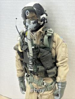1/6 Navy F-14 Fighter Pilot Figure Helmet Mask Flight Suit Vest Gear Incomplete