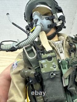 1/6 Navy F-14 Fighter Pilot Figure Helmet Mask Flight Suit Vest Gear Incomplete