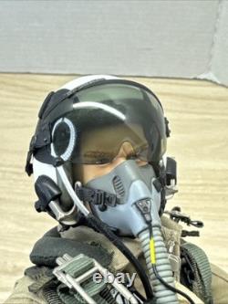 1/6 Navy F-14 Fighter Pilot Figure Helmet Mask Flight Suit Vest Gear Incomplete