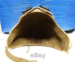 1920-30s Sculty Early Pilots Air Mail Leather Flight Helmet & Goggles -shl14