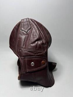 1930s German Pilot Aviator Motorcycle Nappa Leather Flight Helmet Flying 57 Sz