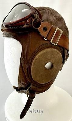 1943 WWII WW2 IJA Pilot Flight Helmet With Aoki Goggles Imperial Japanese Army