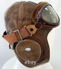 1943 WWII WW2 IJA Pilot Flight Helmet With Aoki Goggles Imperial Japanese Army