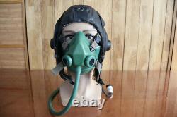 1957's Air Force Mig-17 Fighter Pilot Leather Flight Helmet. Aviation oxygen mask