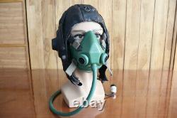 1957's Air Force Mig-17 Fighter Pilot Leather Flight Helmet. Aviation oxygen mask