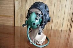 1957's Air Force Mig-17 Fighter Pilot Leather Flight Helmet. Aviation oxygen mask