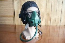 1957's chinese mig-17 Fighter Pilot Leather Flight Helmet. Aviation oxygen mask