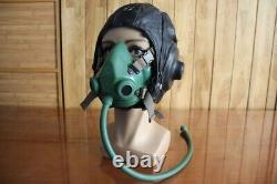 1957's chinese mig-17 Fighter Pilot Leather Flight Helmet. Aviation oxygen mask