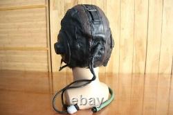 1957's chinese mig-17 Fighter Pilot Leather Flight Helmet. Aviation oxygen mask