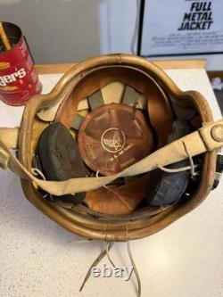 1959 U. S. Air Force Fighter Jet Pilot Helmet Model P-4B With WW2 B-8 Goggles