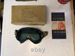 1959 U. S. Air Force Fighter Jet Pilot Helmet Model P-4B With WW2 B-8 Goggles