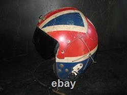 1960s APH-5 PILOTS FLIGHT HELMET Bell Helicopters RED WHITE & BLUE vintage