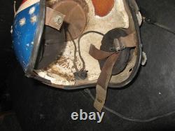 1960s APH-5 PILOTS FLIGHT HELMET Bell Helicopters RED WHITE & BLUE vintage