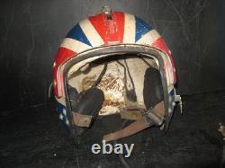 1960s APH-5 PILOTS FLIGHT HELMET Bell Helicopters RED WHITE & BLUE vintage