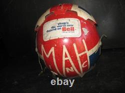 1960s APH-5 PILOTS FLIGHT HELMET Bell Helicopters RED WHITE & BLUE vintage
