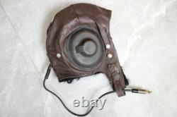 1961's MIG Pilot Leather Flight Communication Helmet, Dark Brown Goggles, Mic