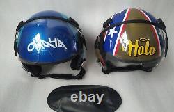 2 Pcs TOP GUN MAVERICK HGU-55 WINGMANBLUE OMAHA & HALOFIGHTER PILOT HELMET