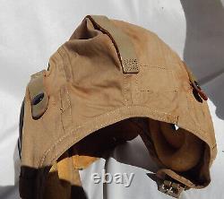 2 WW2 USN USMC Pilot Khaki Flight Helmets Type AN 6542, Use Both To Complete 1