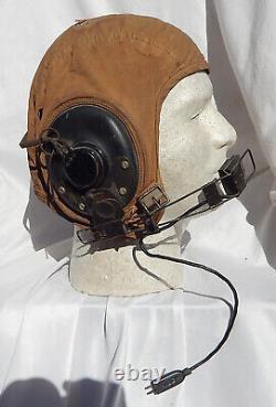 2 WW2 USN USMC Pilot Khaki Flight Helmets Type AN 6542, Use Both To Complete 1