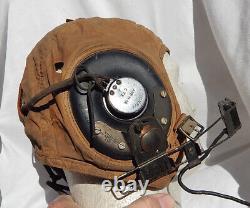 2 WW2 USN USMC Pilot Khaki Flight Helmets Type AN 6542, Use Both To Complete 1