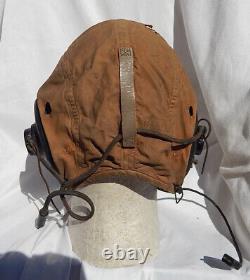 2 WW2 USN USMC Pilot Khaki Flight Helmets Type AN 6542, Use Both To Complete 1