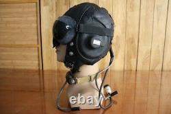 Air Force MiG-15 Pilot Winter Leather Flight Helmet, 1957's Cap, Goggles, Mic