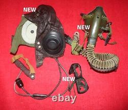 Air Force Mig Fighter Pilot Leather Helmet +face Mask+goggles