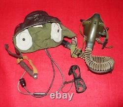 Air Force Mig Fighter Pilot Leather Helmet +face Mask+goggles