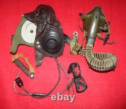 Air Force Mig Fighter Pilot Leather Helmet +face Mask+goggles