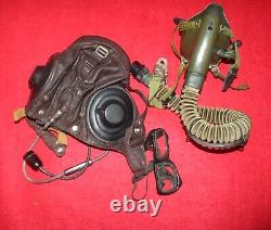 Air Force Mig Fighter Pilot Leather Helmet +face Mask+goggles