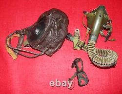 Air Force Mig Fighter Pilot Leather Helmet +face Mask+goggles