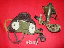 Air Force Mig Fighter Pilot Leather Helmet +face Mask+goggles