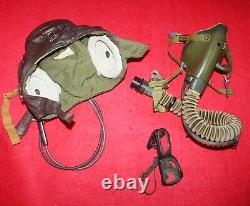 Air Force Mig Fighter Pilot Leather Helmet +face Mask+goggles