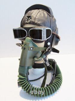Air Force Pilot Helmet Oxygen Mask YM-6505 Dark Brown Goggles