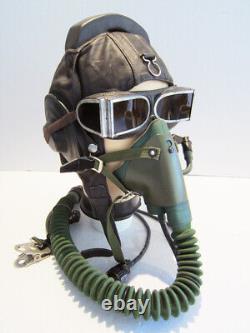 Air Force Pilot Helmet Oxygen Mask YM-6505 Dark Brown Goggles