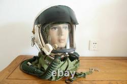 Air force MIG fighter pilot flight helmet, black sunvisor, headset cap No. 8812125