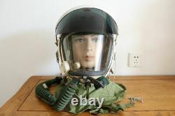 Air force MIG fighter pilot flight helmet, black sunvisor, headset cap No. 8812125