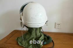 Air force MIG fighter pilot flight helmet, black sunvisor, headset cap No. 8812125