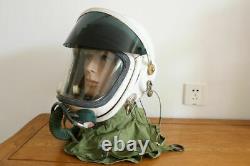 Air force MIG fighter pilot flight helmet, black sunvisor, headset cap No. 8812125