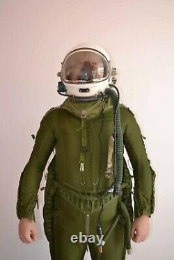 Air force high altitude fighter pilot flight helmet, sunvisor, anit grivty suit