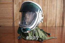 Air force mig-21 fighter pilot flight helmet & pull down sun-visor (No. 8011040)