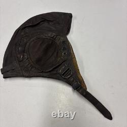 Army Air Force Leather Aviator Flight Cap Pilot Helmet Military #70 Medium