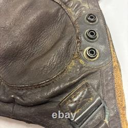 Army Air Force Leather Aviator Flight Cap Pilot Helmet Military #70 Medium