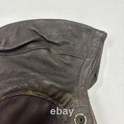Army Air Force Leather Aviator Flight Cap Pilot Helmet Military #70 Medium