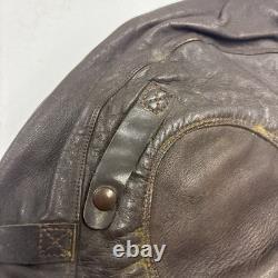 Army Air Force Leather Aviator Flight Cap Pilot Helmet Military #70 Medium