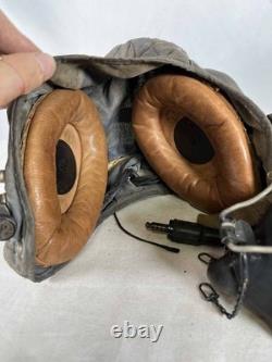 Authentic US Pilot Aviation Helmet 1950s-80s with Earphones Headphones Oxygen Hose