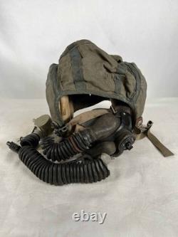 Authentic US Pilot Aviation Helmet 1950s-80s with Earphones Headset Oxygen Hose