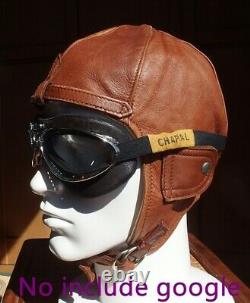 CHAPAL Pilot Leather Helmet 61-62cm Sheep Leather France Made Flight Cap Classic
