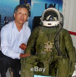 China Air Force High Altitude Fighter Pilot Flight Helmet, Green Flight Suit DC-3